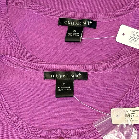 August Silk Purple Knit Twin Set XL NWT - Picture 8 of 13